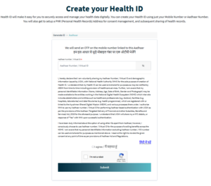 Create Health ID by Aadhar